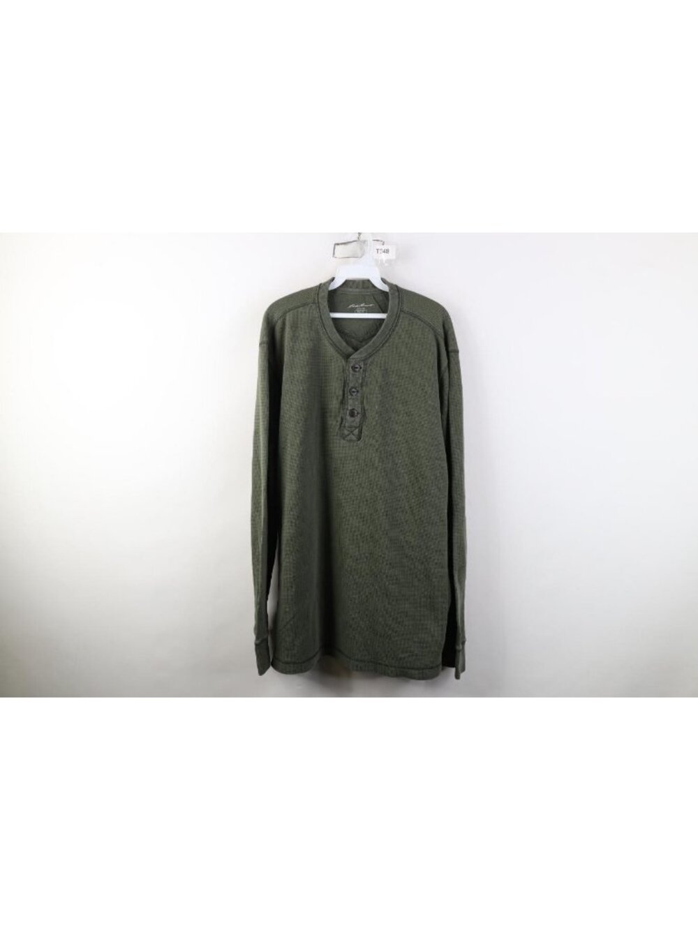 Vtg Eddie Bauer Mens XLT Faded Blank Heavy Thermal Waffle Knit Henley T-Shirt